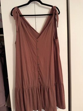 LOFT NWT Mauve Tie-Shoulder Button-Front Sundress